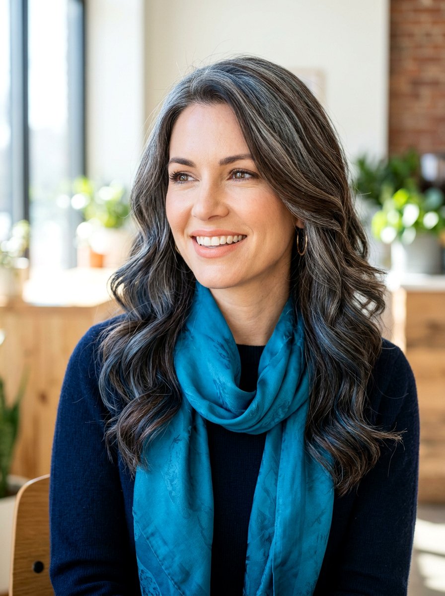 Slate Grey And Chocolate Brown Blend - 20 silver brunette blend hair color - 20 silver brunette blend hair color