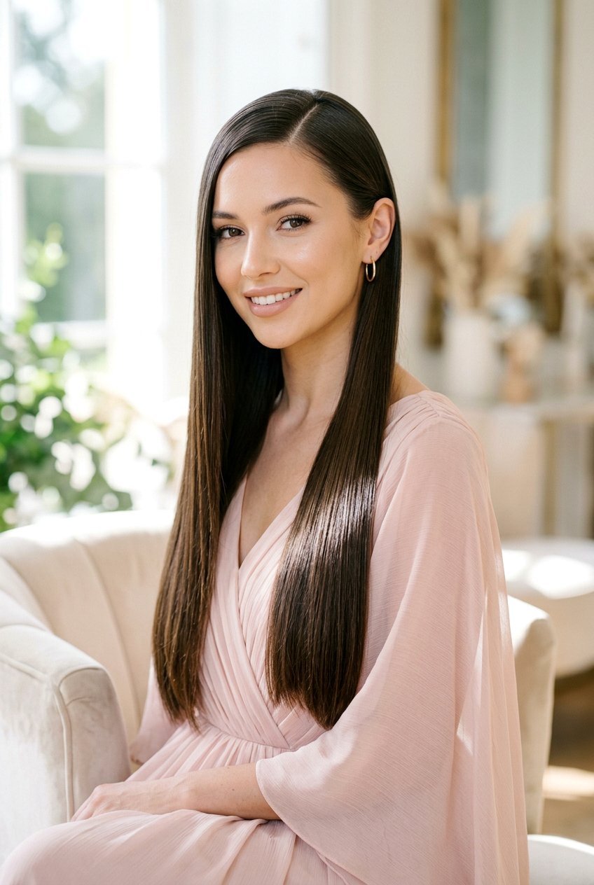 Sleek And Straight Long Hair - 20 mature women wedding guest hairstyle ideas - 20 mature women wedding guest hairstyle ideas
