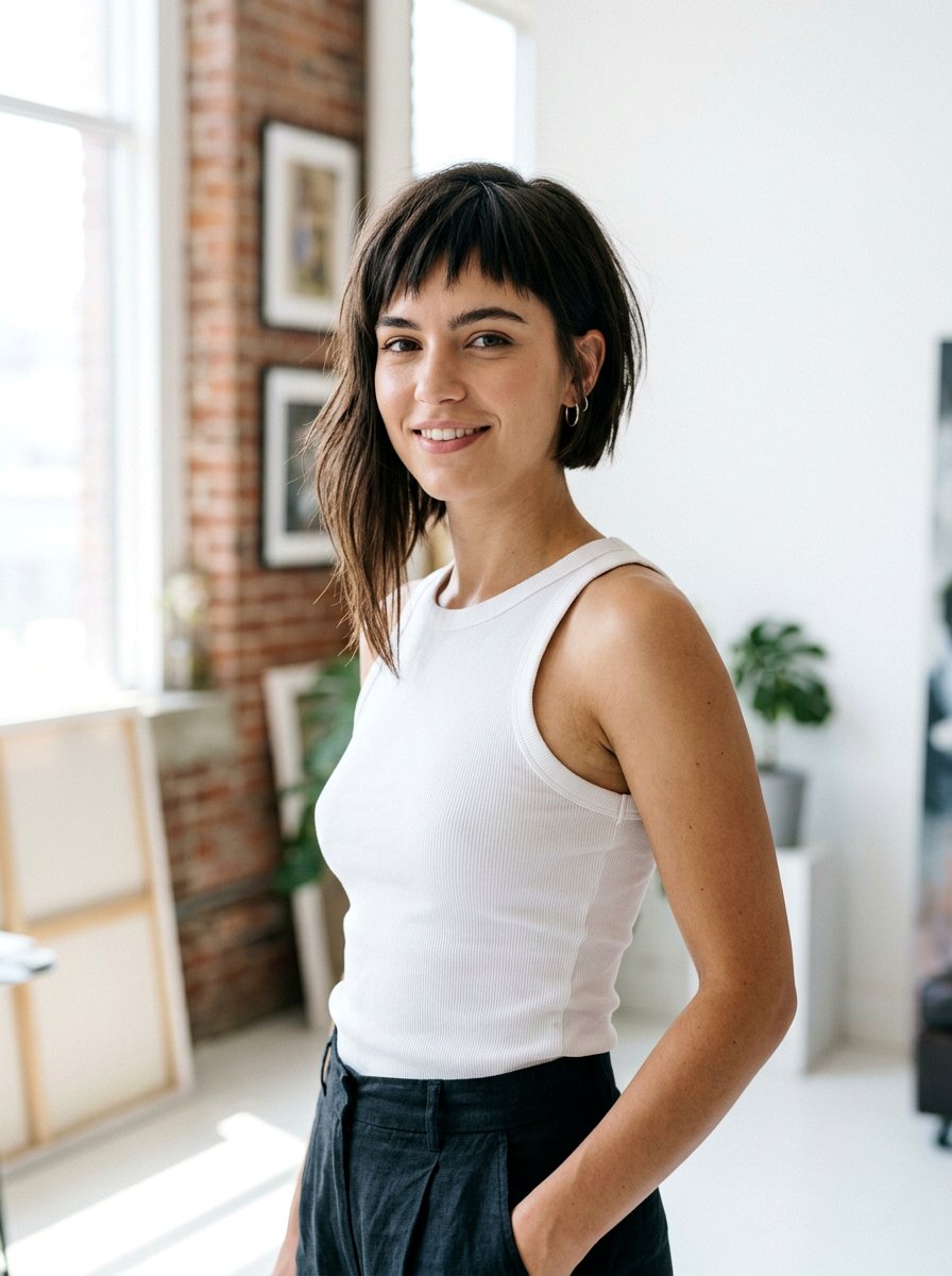 Sleek Asymmetrical Bob With Uneven Bangs - 20 sleek straight bob with bangs - 20 sleek straight bob with bangs