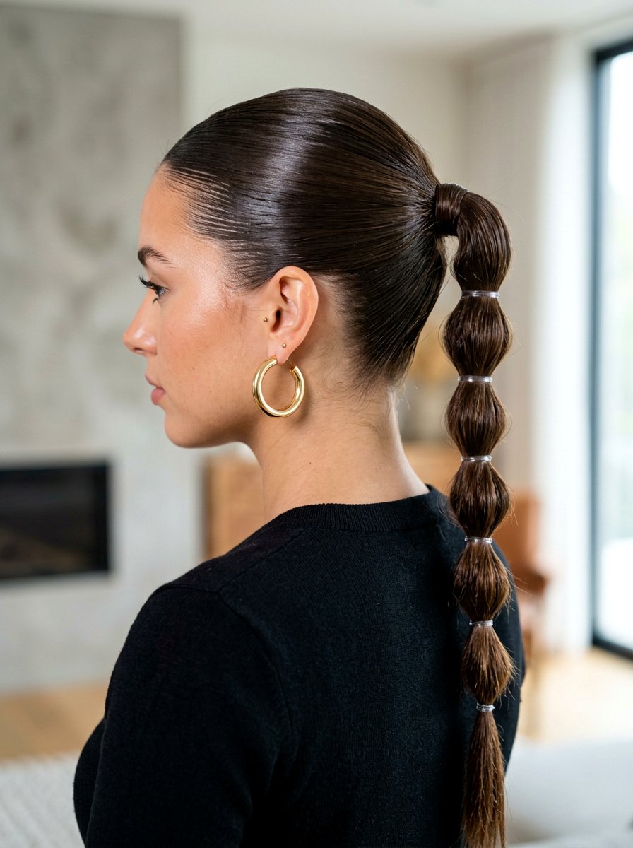 Sleek Back Bubble Braid - 20 y2k bubble braid hairstyle - 20 y2k bubble braid hairstyle