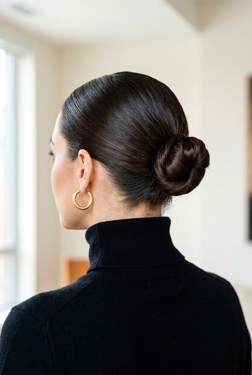 Sleek Back Bun - 20 simple college hairstyle for girls - 20 simple college hairstyle for girls