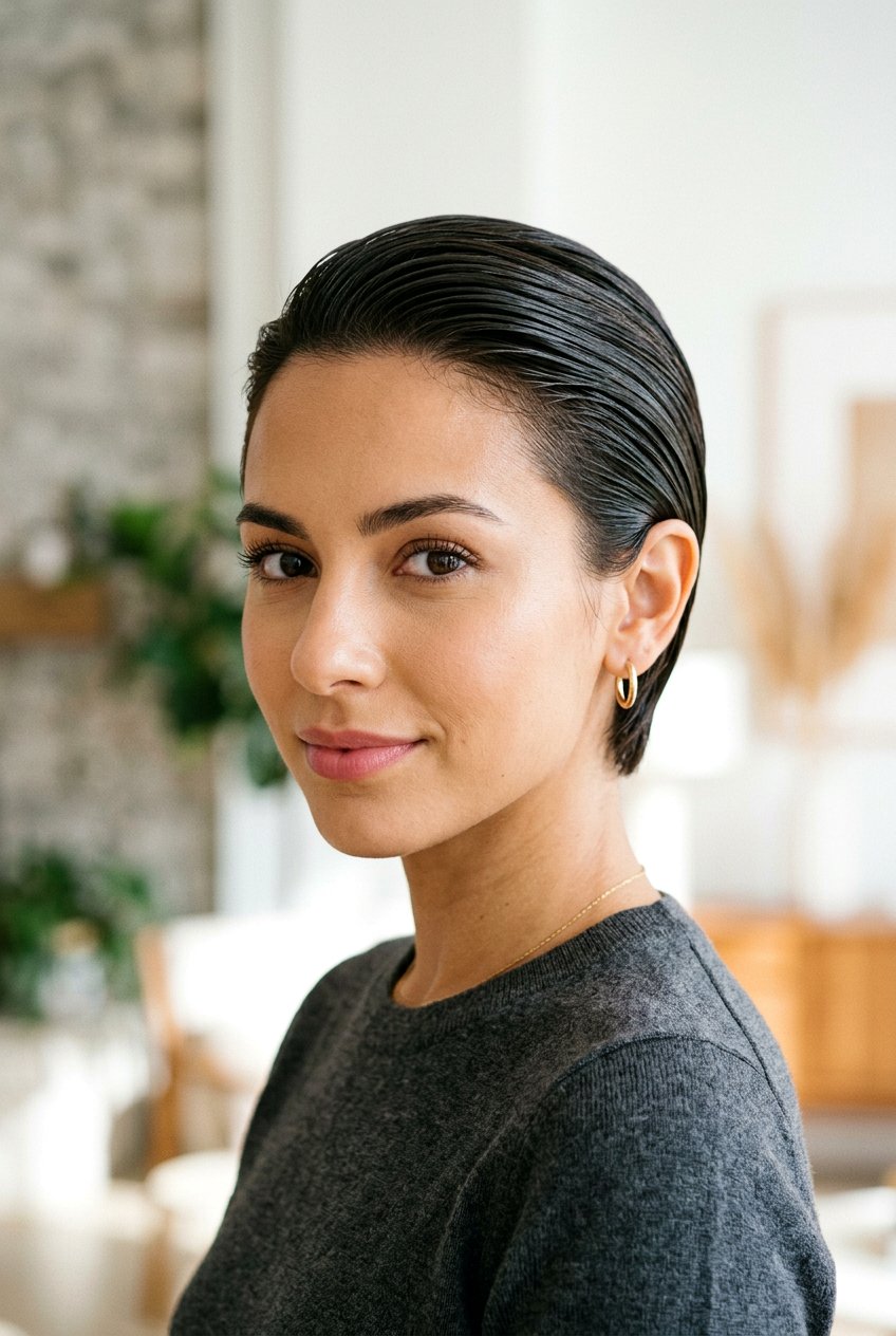 Sleek Back Short Hair - 20 easy hairstyles for short hair - 20 easy hairstyles for short hair