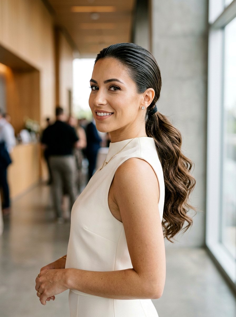 Sleek Base Cocktail Ponytail With Soft Waves - 20 cocktail ponytail with soft waves - 20 cocktail ponytail with soft waves