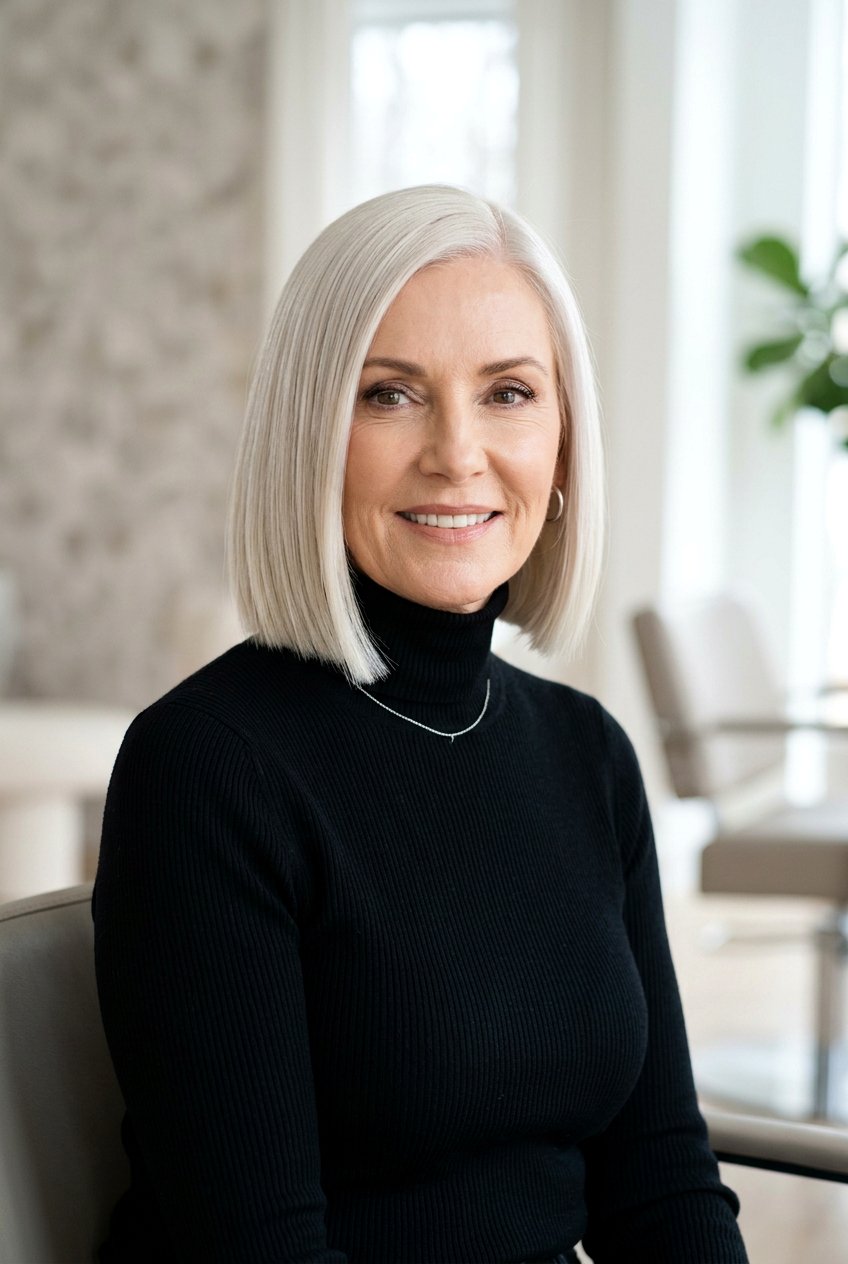 Sleek Blunt Bob - 20 business casual bob for mature women - 20 business casual bob for mature women