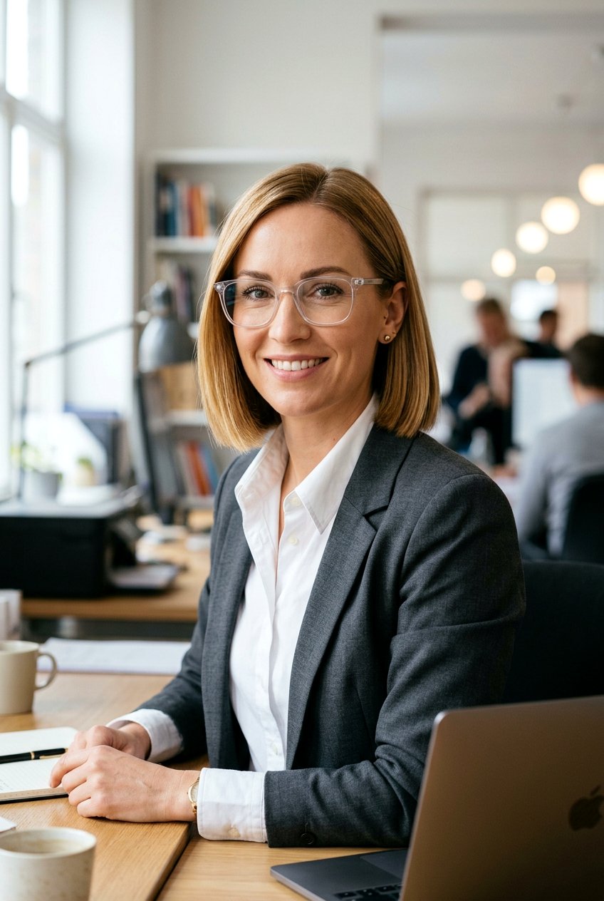 Sleek Blunt Bob - 20 professional hairstyle for women with glasses - 20 professional hairstyle for women with glasses