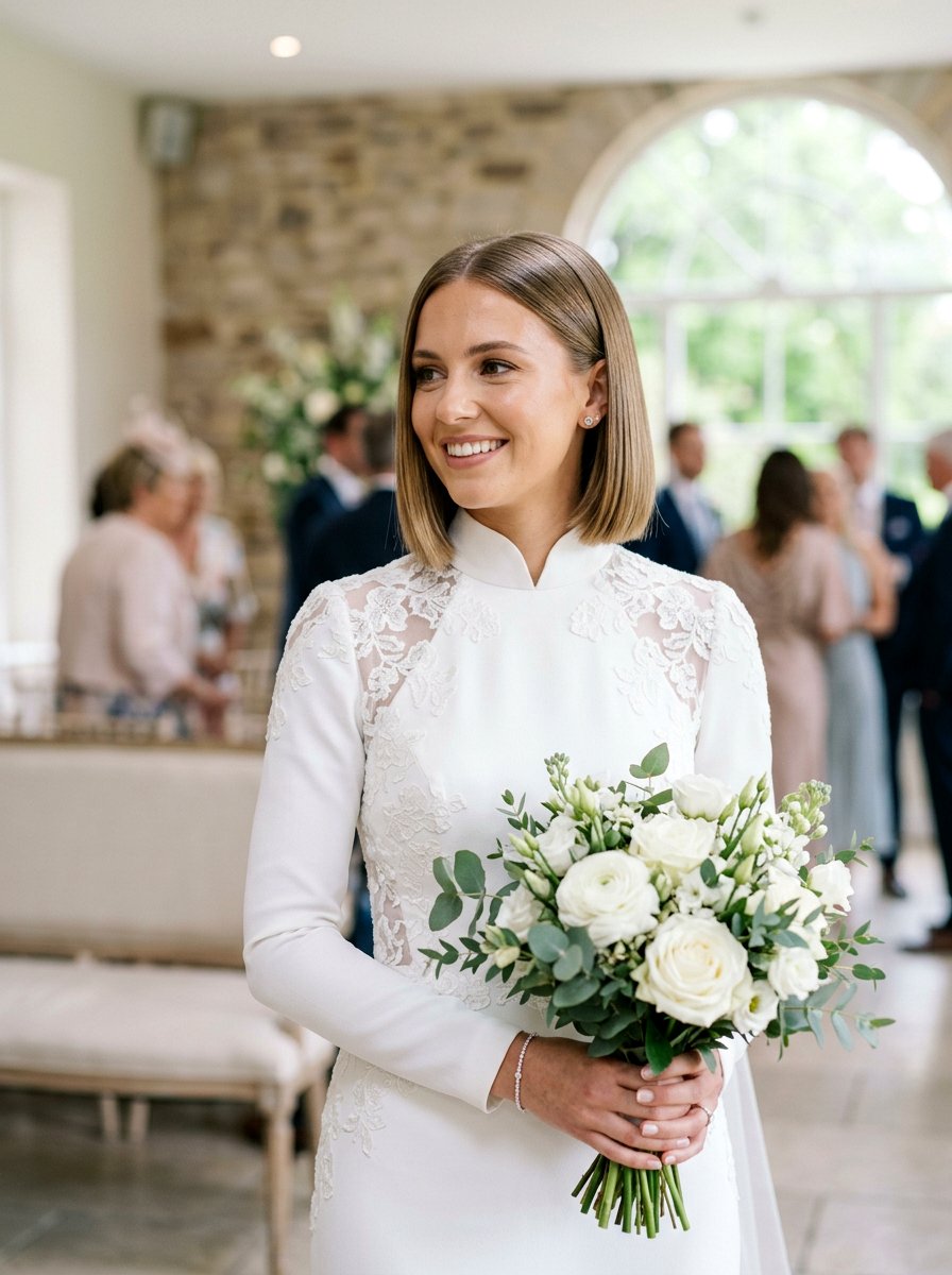 Sleek Bob Wedding Hair - 20 wedding hairstyles for shoulder length hair - 20 wedding hairstyles for shoulder length hair