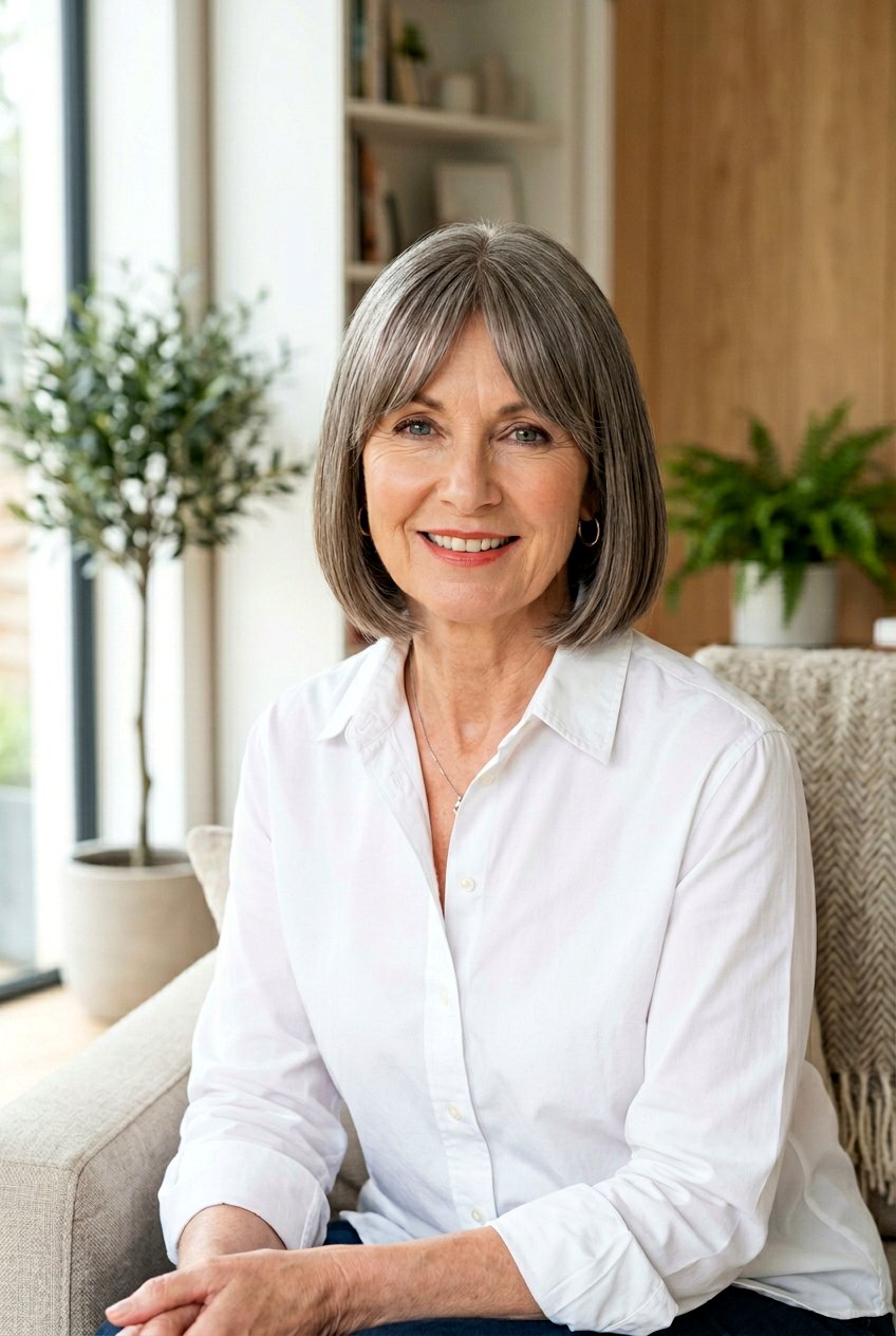 Sleek Bob With Curtain Fringe - 20 bob haircut with soft fringe for older women - 20 bob haircut with soft fringe for older women