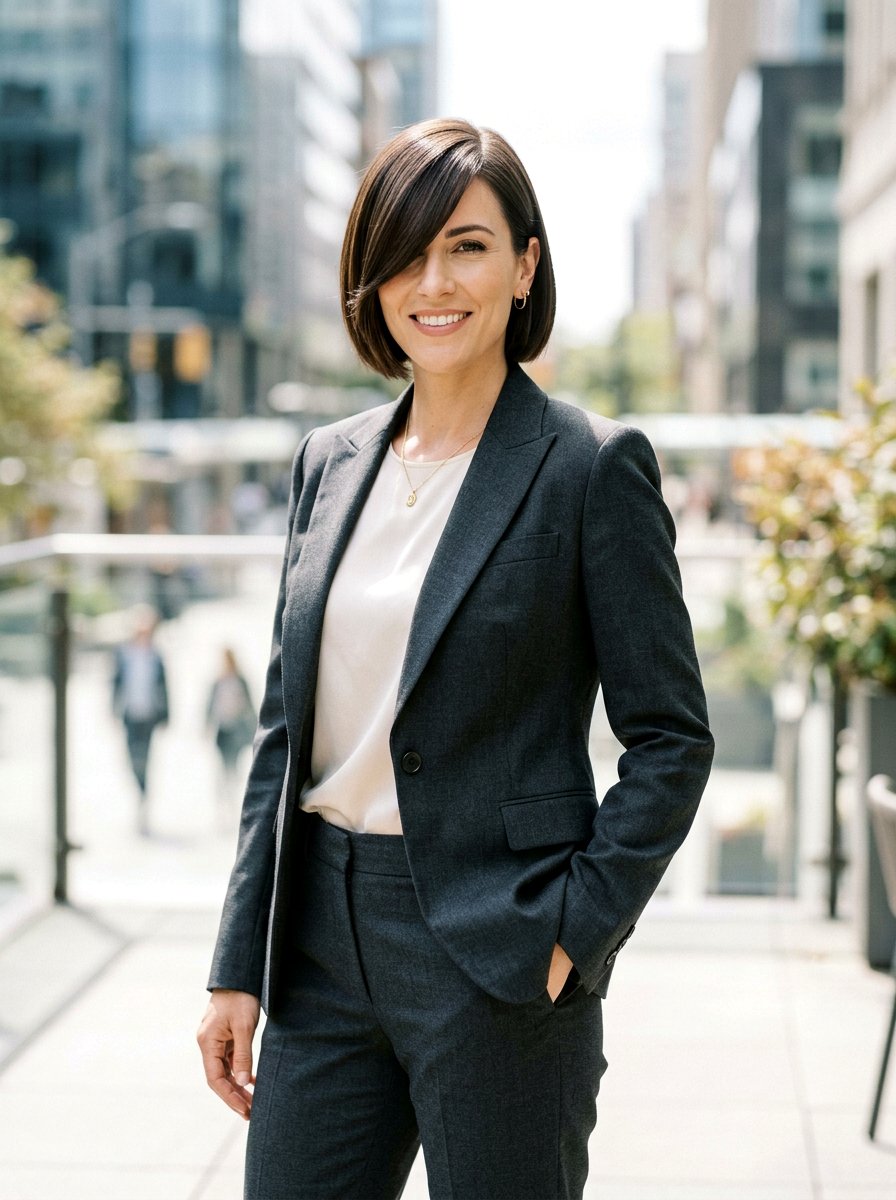 Sleek Bob With Deep Side Part - 20 interview hairstyle with sleek bob - 20 interview hairstyle with sleek bob