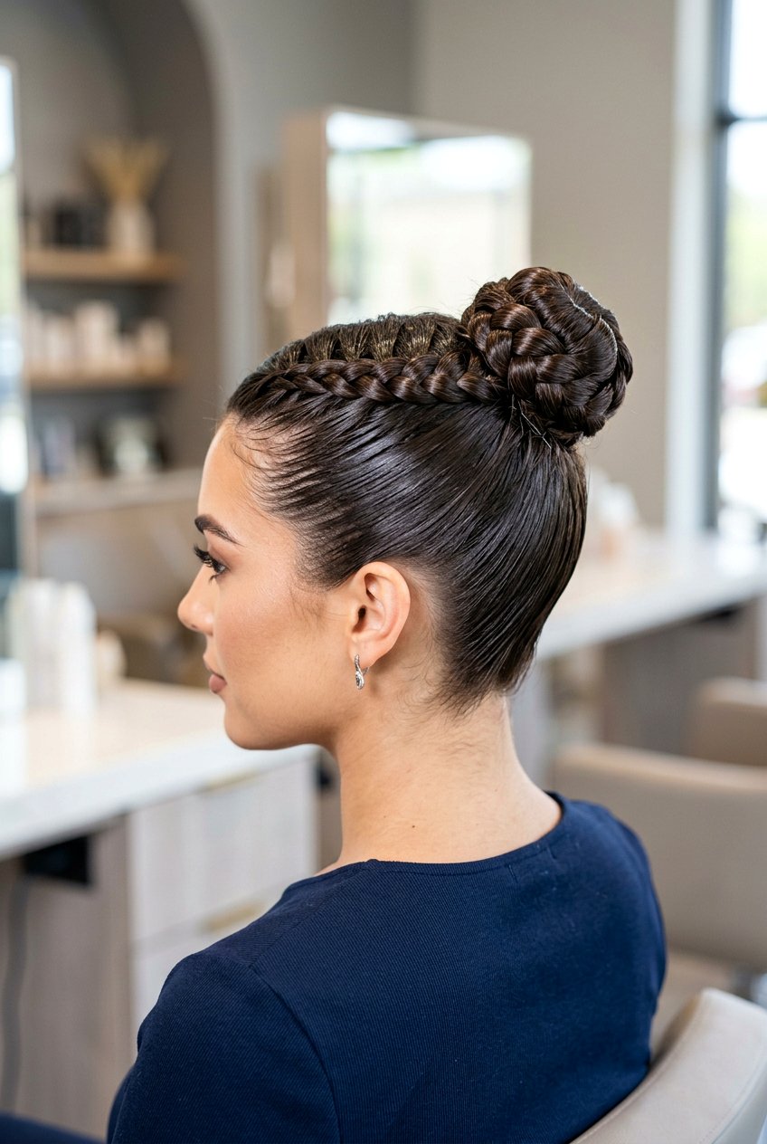Sleek Braided Bun - 20 braided bun hairstyles - 20 braided bun hairstyles