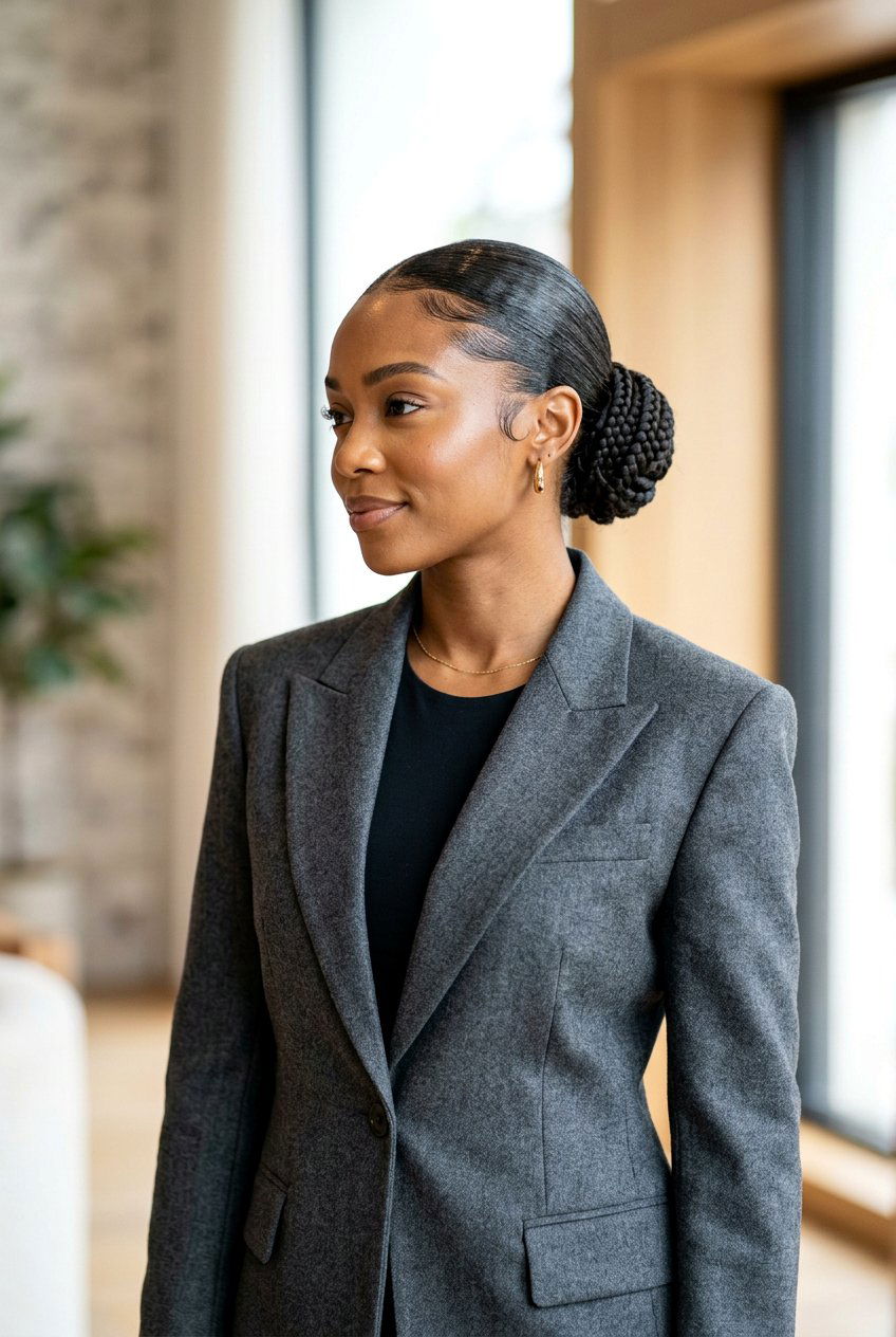 Sleek Braided Bun - 20 braided bun for black women - 20 braided bun for black women