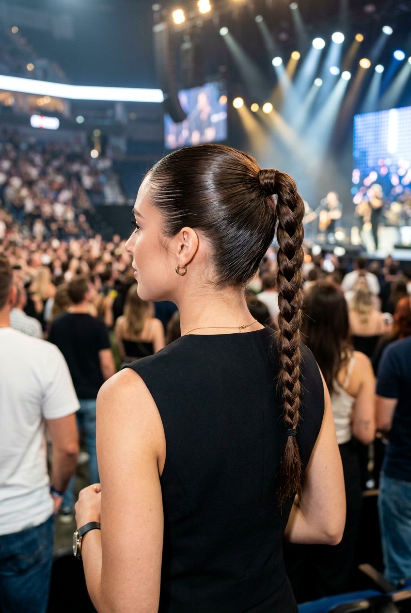 Sleek Braided Concert Ponytail - 20 concert ponytail with braids - 20 concert ponytail with braids