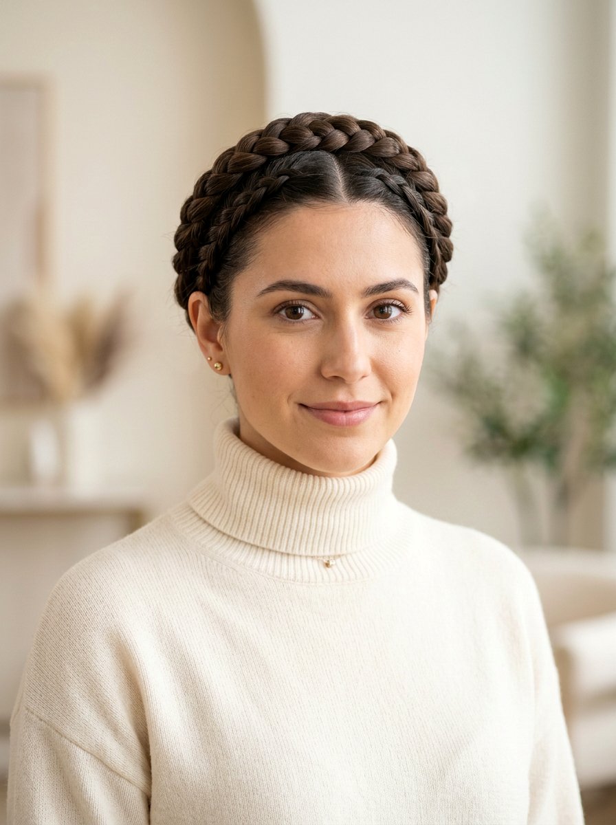 Sleek Braided Crown - 20 sleek hairstyle for office meeting - 20 sleek hairstyle for office meeting