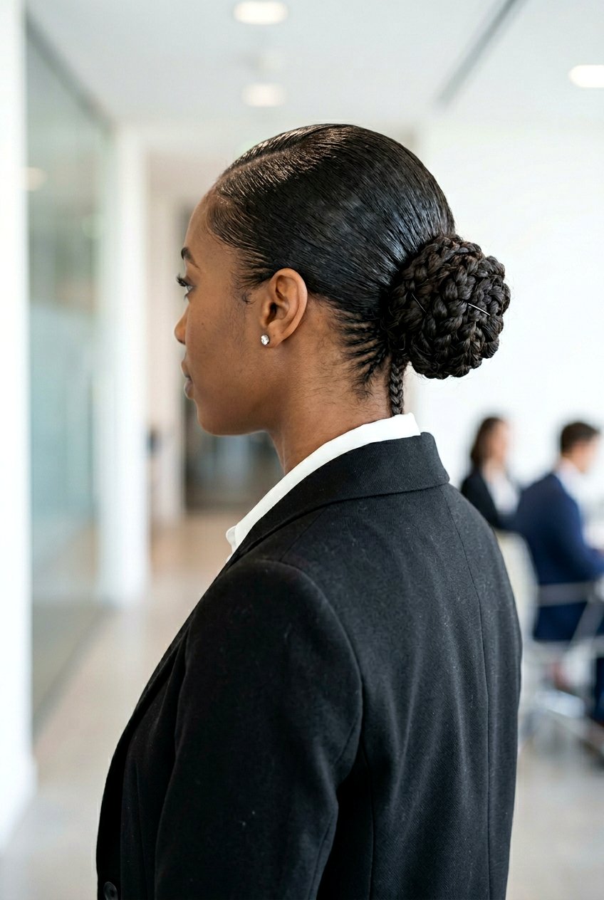 Sleek Braided Low Bun - 20 braided bun for office women - 20 braided bun for office women