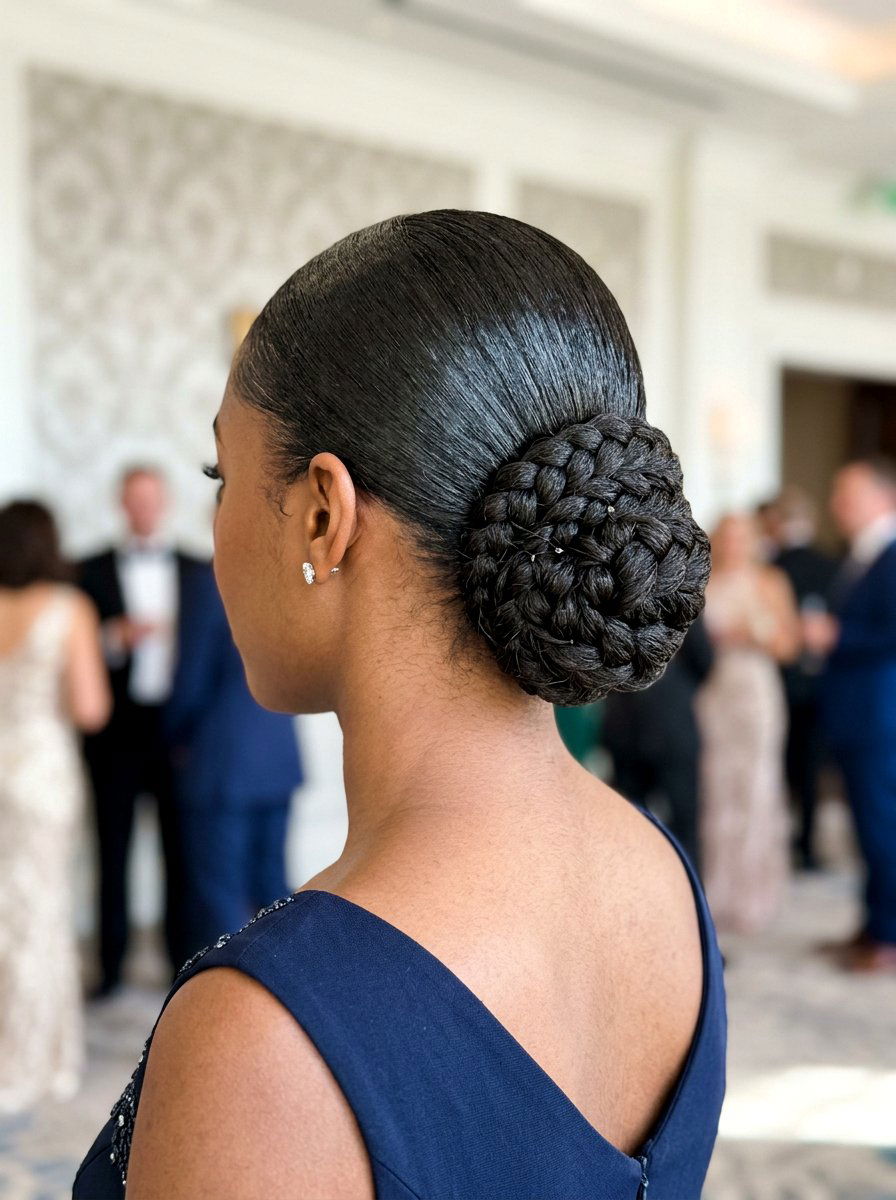 Sleek Braided Low Bun - 20 sleek hairstyle for prom night - 20 sleek hairstyle for prom night
