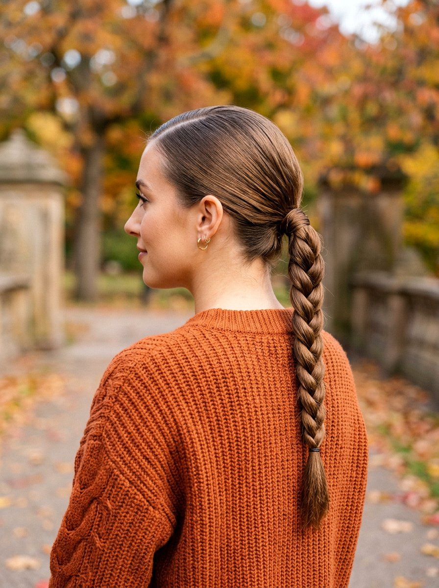 Sleek Braided Low Ponytail Shoulder Length - 20 sleek hairstyle for shoulder length hair - 20 sleek hairstyle for shoulder length hair