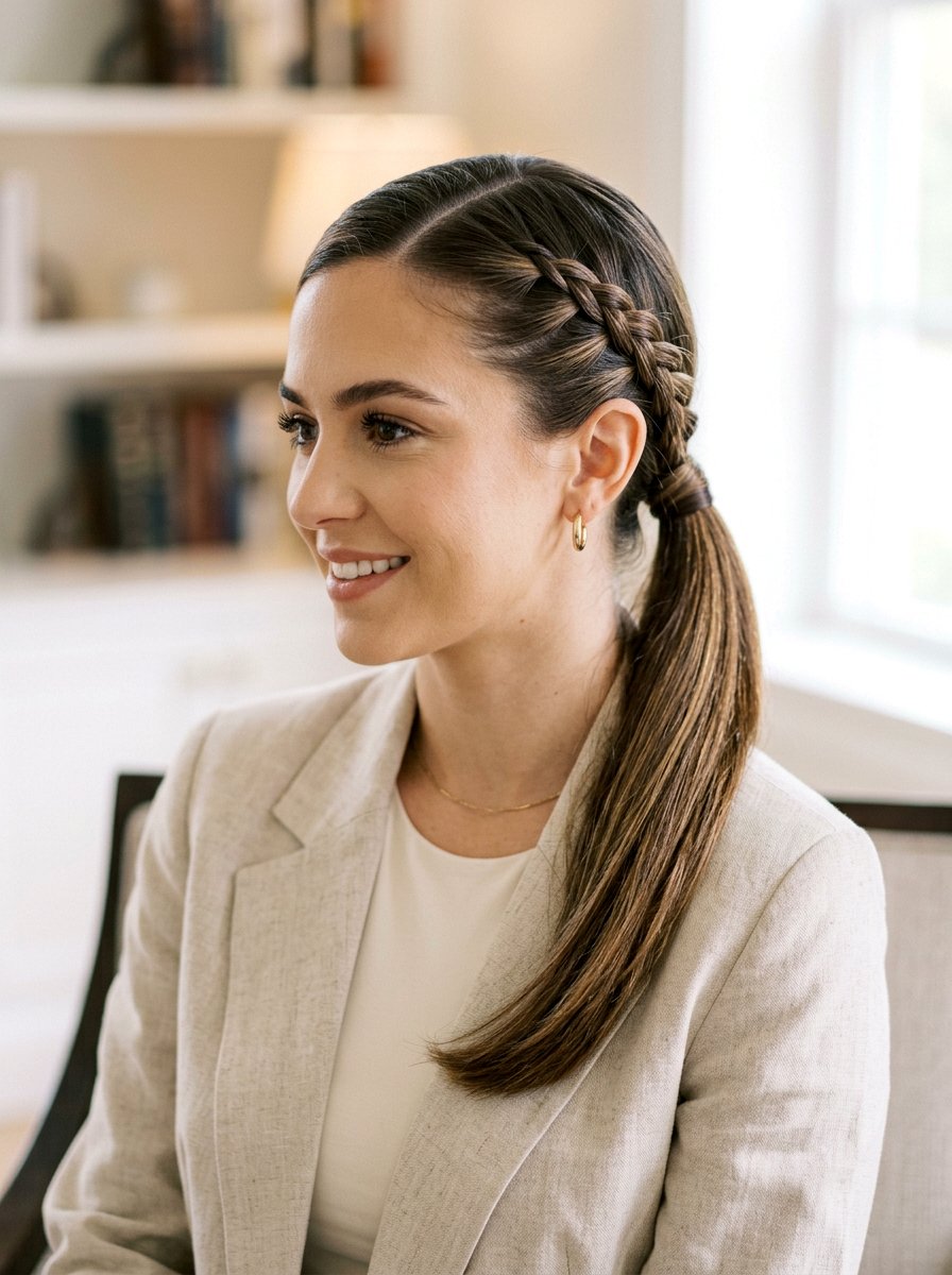 Sleek Braided Ponytail With Side Part - 20 sleek office ponytail with side part - 20 sleek office ponytail with side part
