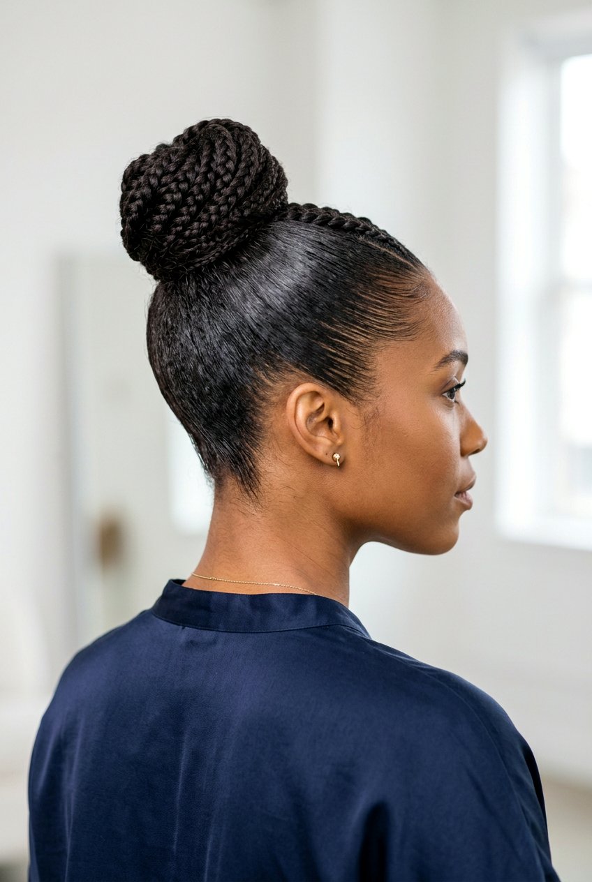 Sleek Braided Top Knot Bun - 20 braided top knot hairstyle - 20 braided top knot hairstyle