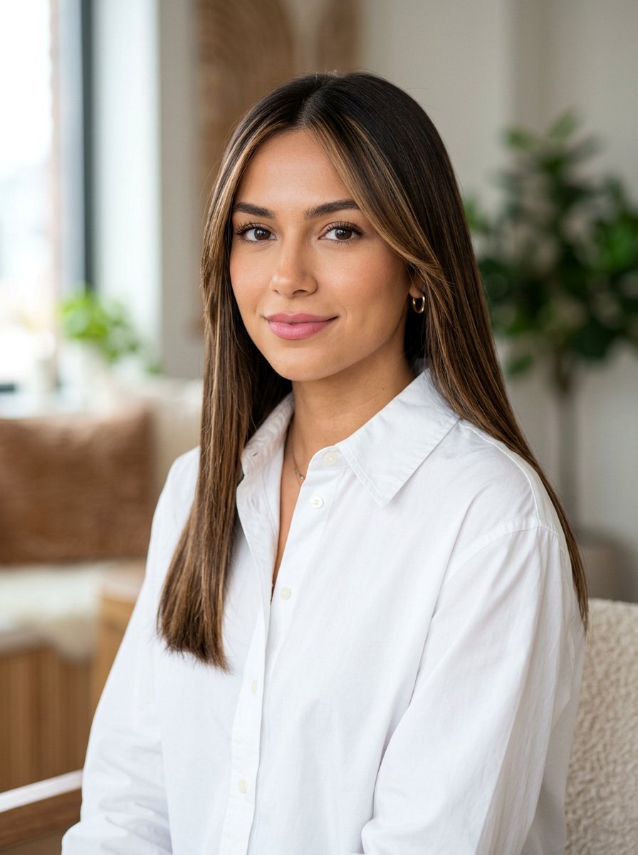 Sleek Brunette With Face Framing Babylights - 20 rich brunette with subtle highlights - 20 rich brunette with subtle highlights