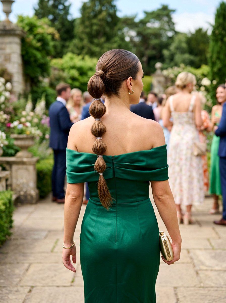 Sleek Bubble Braid - 20 sleek hairstyle for wedding guest - 20 sleek hairstyle for wedding guest
