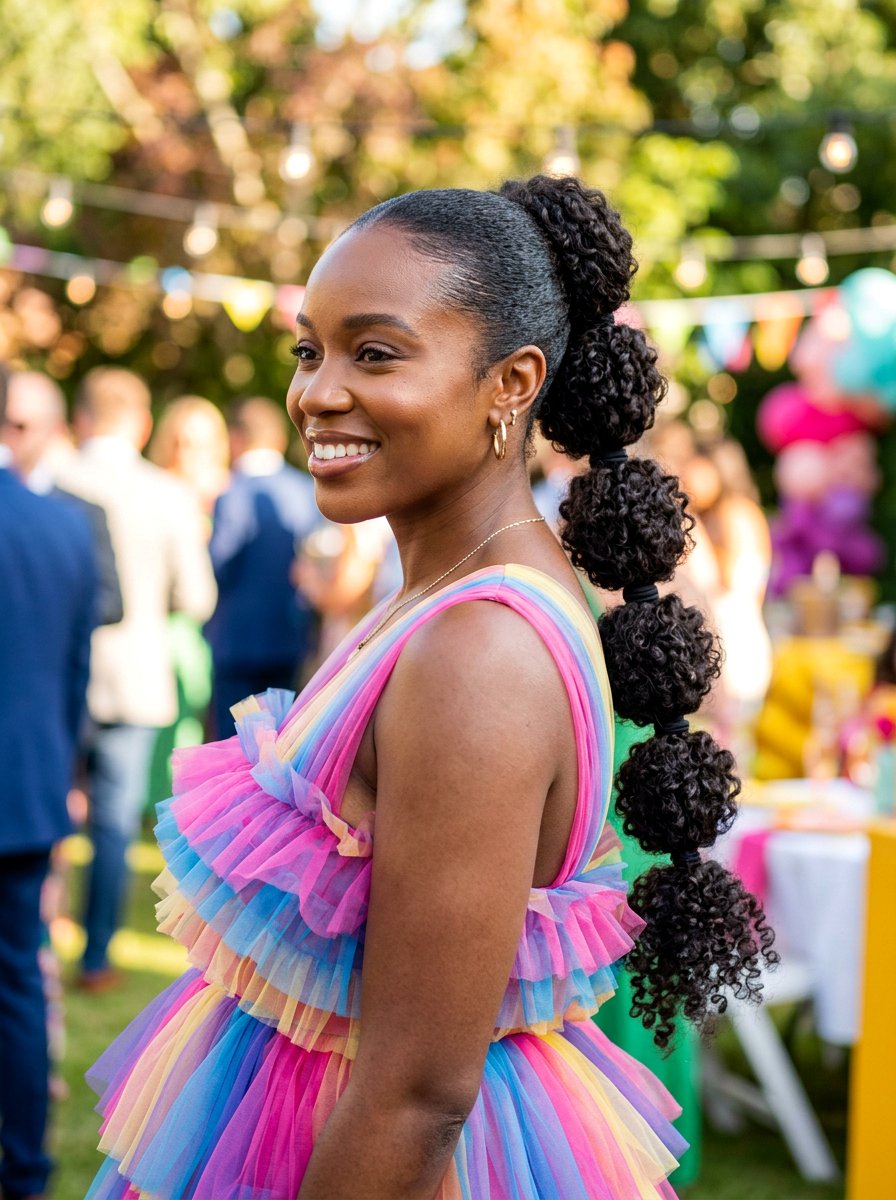 Sleek Bubble Ponytail With Curly Sections - 20 sleek prom ponytail with curls - 20 sleek prom ponytail with curls