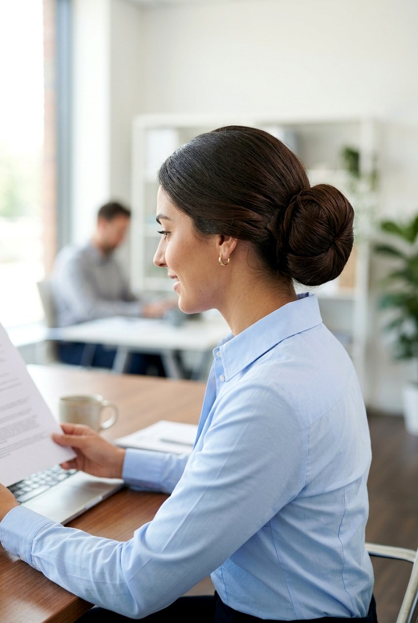 Sleek Bun For Long Hair At Work - 20 sleek work bun hairstyles - 20 sleek work bun hairstyles