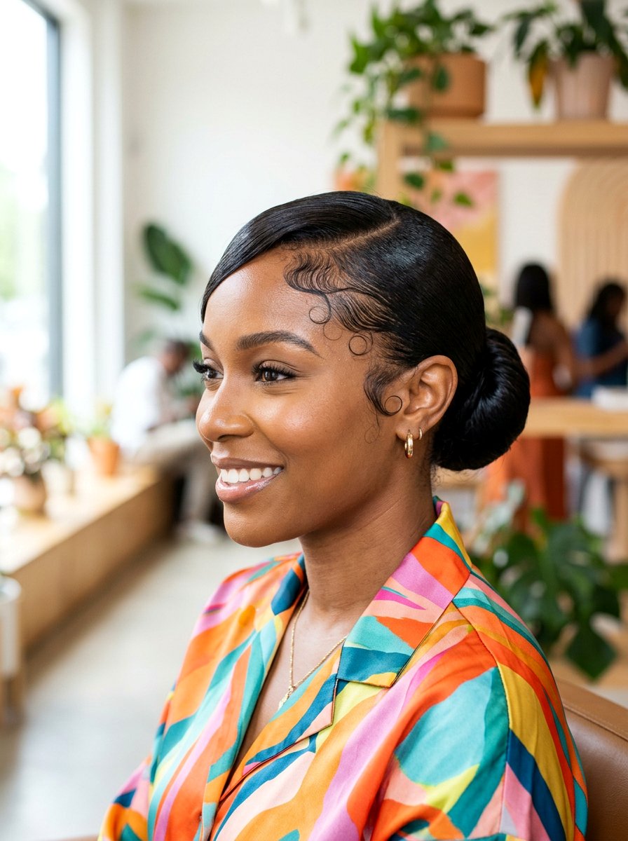 Sleek Bun Swoop Baby Hairs - 20 sleek natural hair bun with swoop - 20 sleek natural hair bun with swoop