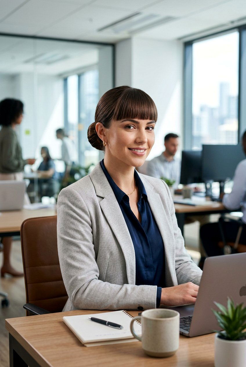 Sleek Bun With Bangs For Office - 20 sleek work bun hairstyles - 20 sleek work bun hairstyles