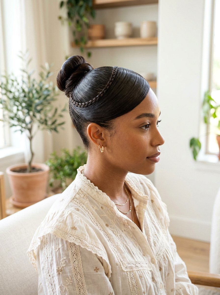 Sleek Bun With Braided Swoop - 20 sleek natural hair bun with swoop - 20 sleek natural hair bun with swoop