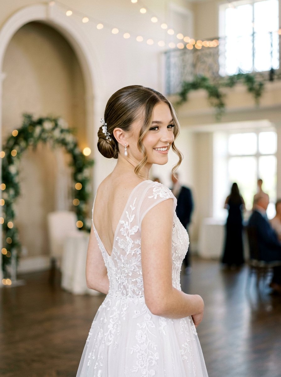 Sleek Bun With Face Framing Tendrils - 20 teen girls prom hairstyle with sleek bun - 20 teen girls prom hairstyle with sleek bun