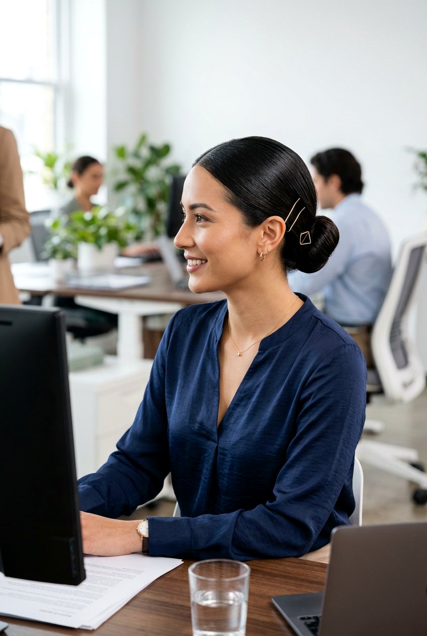 Sleek Bun With Hair Accessories For Work - 20 sleek work bun hairstyles - 20 sleek work bun hairstyles