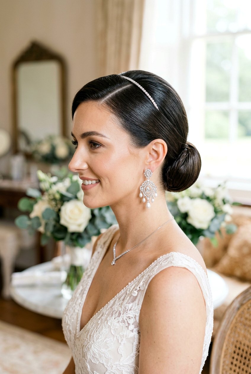 Sleek Bun With Side Part For Short Hair - 20 bridal sleek bun with side part - 20 bridal sleek bun with side part