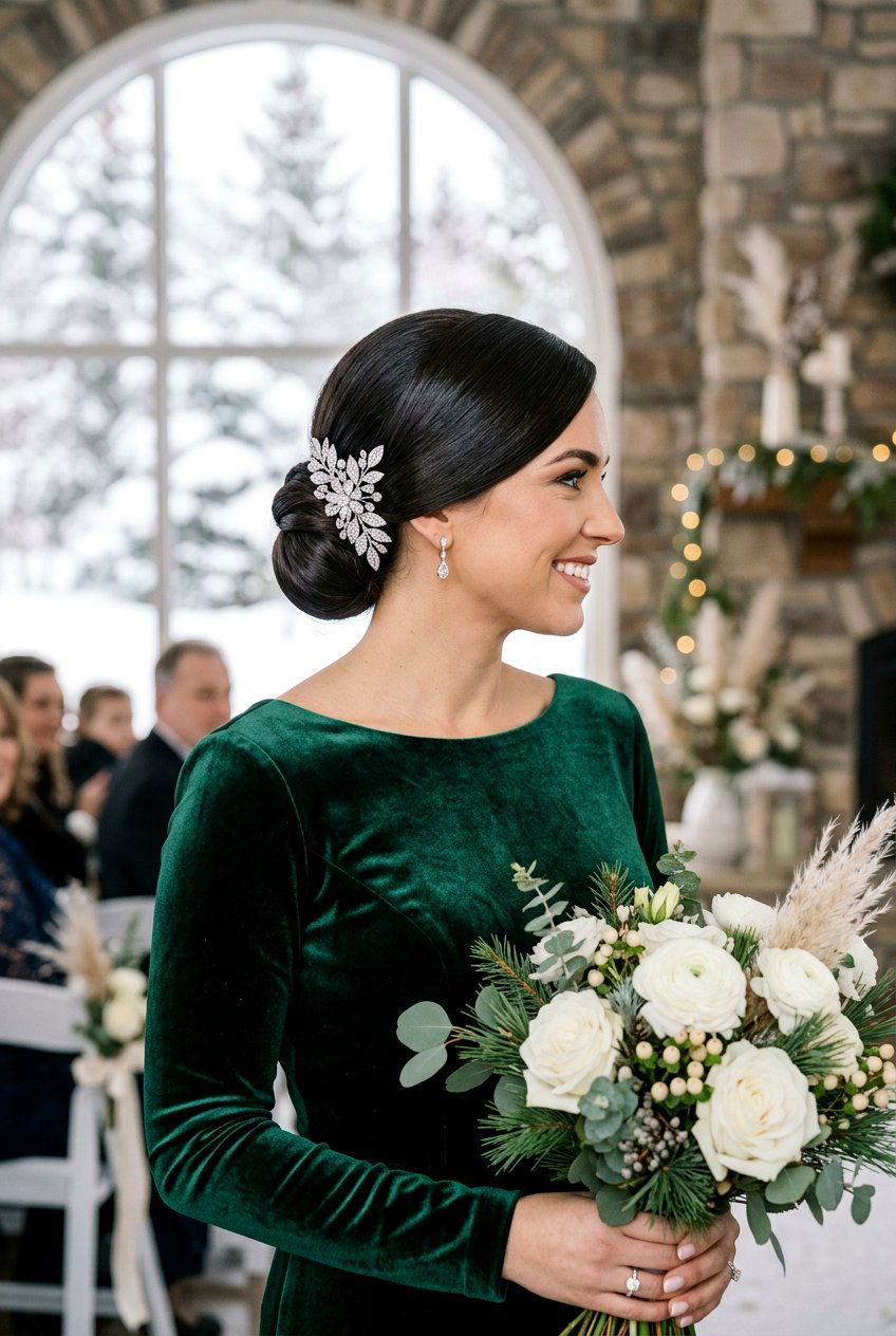 20 Glamorous Bridal Sleek Bun with Side Part Hairstyles