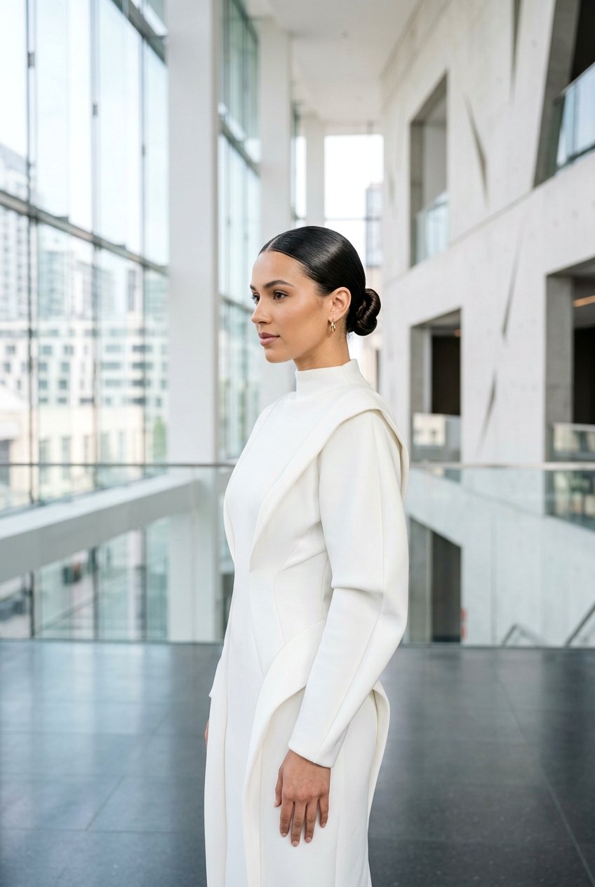 Sleek Bun - 20 elegant bridal hairstyle for medium hair - 20 elegant bridal hairstyle for medium hair