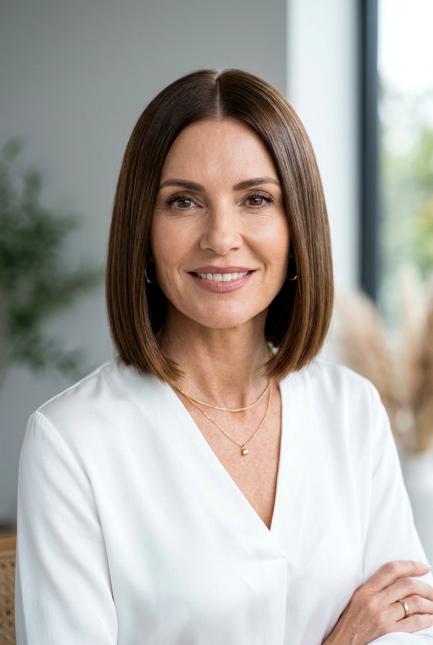 Sleek Center Part Bob - 20 old money bob for mature women - 20 old money bob for mature women