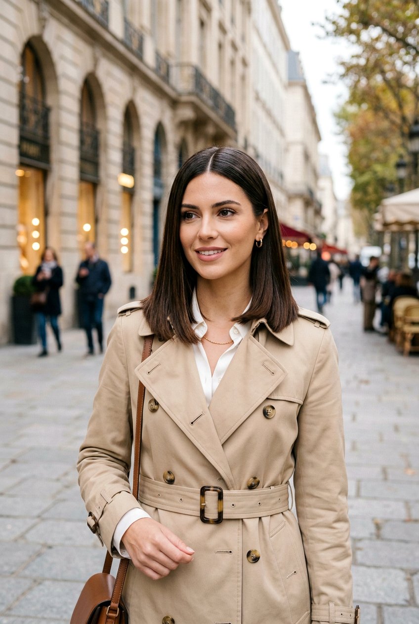 Sleek Center Parted Lob - 20 old money blowout for shoulder length hair - 20 old money blowout for shoulder length hair