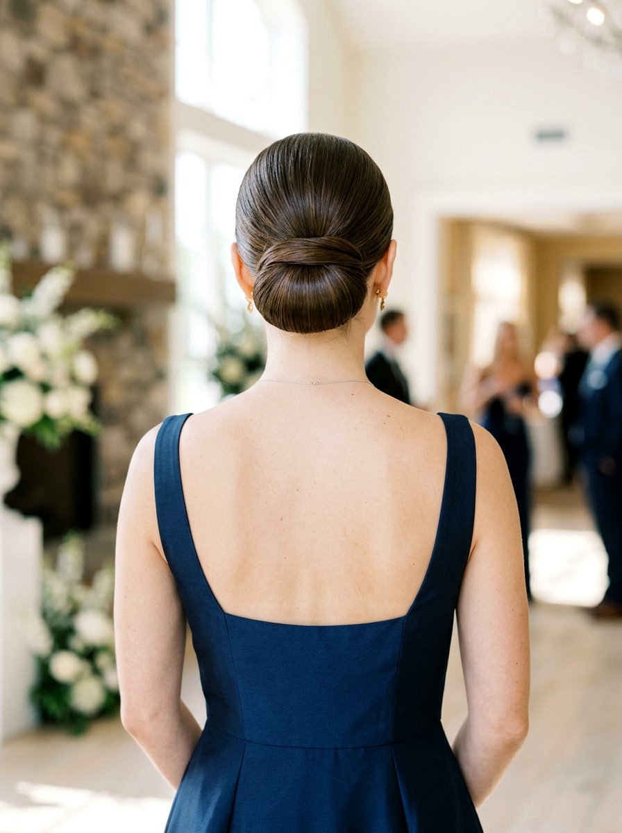 Sleek Chignon - 20 sleek hairstyle for wedding guest - 20 sleek hairstyle for wedding guest