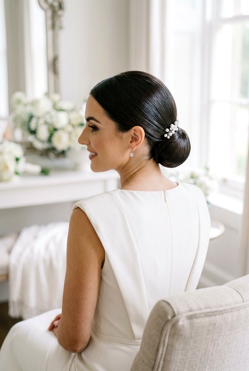 Sleek Chignon Bridal Hairstyle - 20 bridal hairstyle for sleek modern wedding - 20 bridal hairstyle for sleek modern wedding