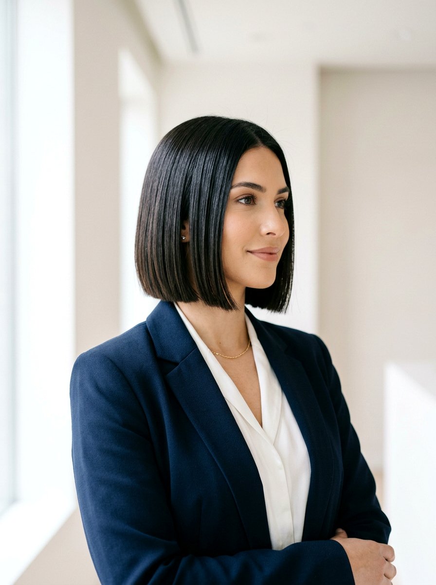 Sleek Chin Length Bob - 20 polished straight haircut for women - 20 polished straight haircut for women