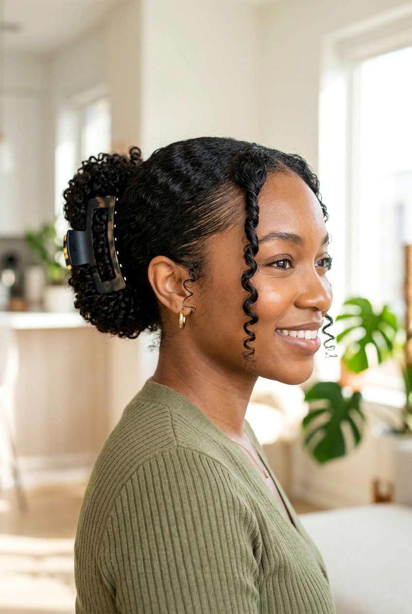 Sleek Claw Clip Bun for Curly Hair - 20 sleek claw clip bun - 20 sleek claw clip bun