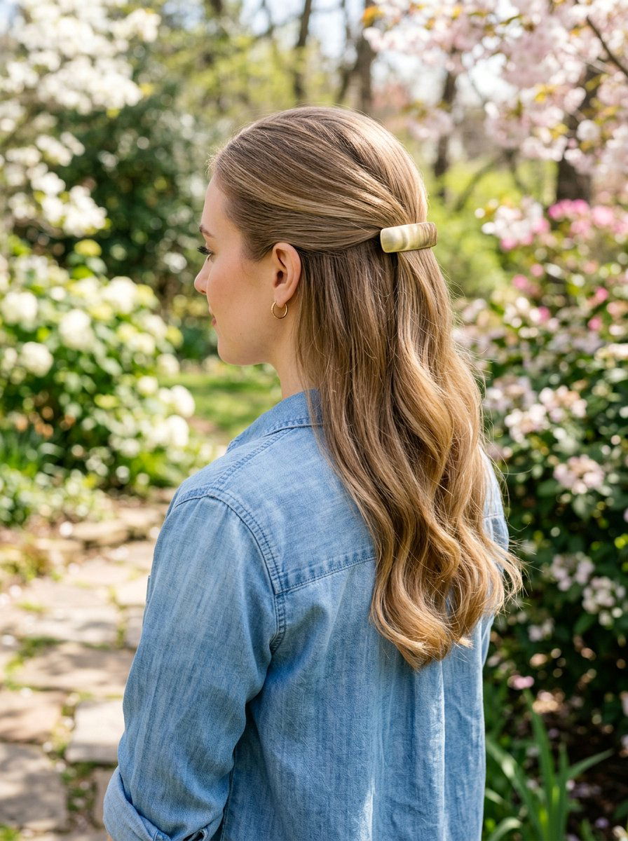 Sleek Clipped Half Up Shoulder Length - 20 sleek hairstyle for shoulder length hair - 20 sleek hairstyle for shoulder length hair