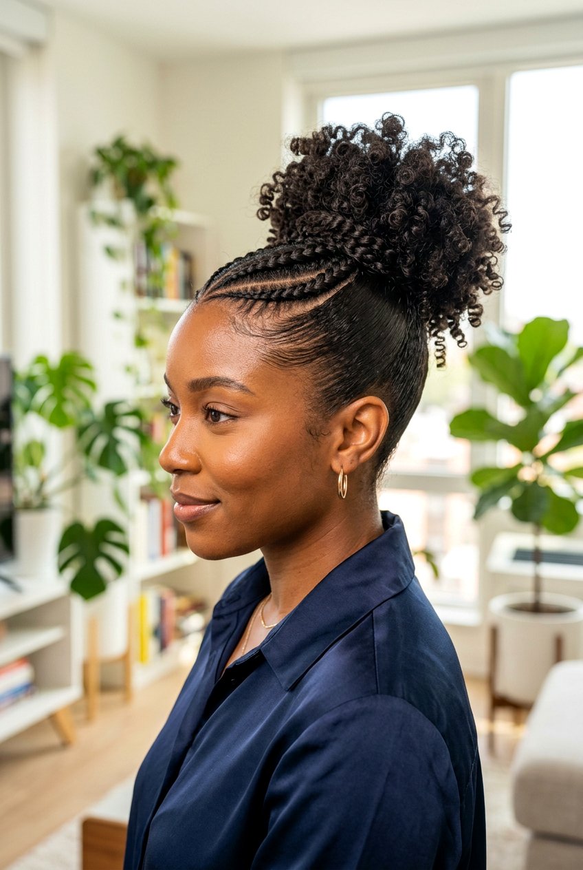 Sleek Curly Bun With Braided Front - 20 slick back bun for curly hair - 20 slick back bun for curly hair