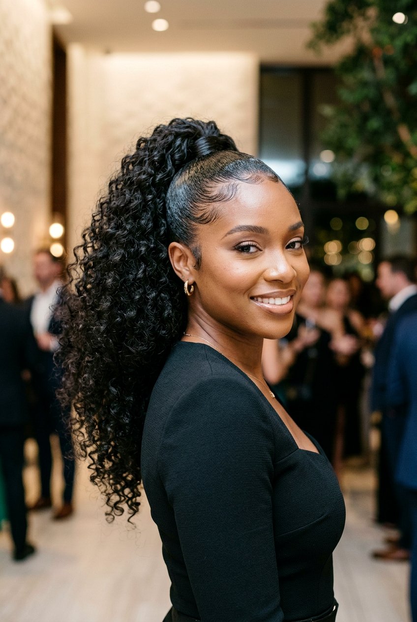 Sleek Curly High Ponytail - 20 curly high ponytail - 20 curly high ponytail