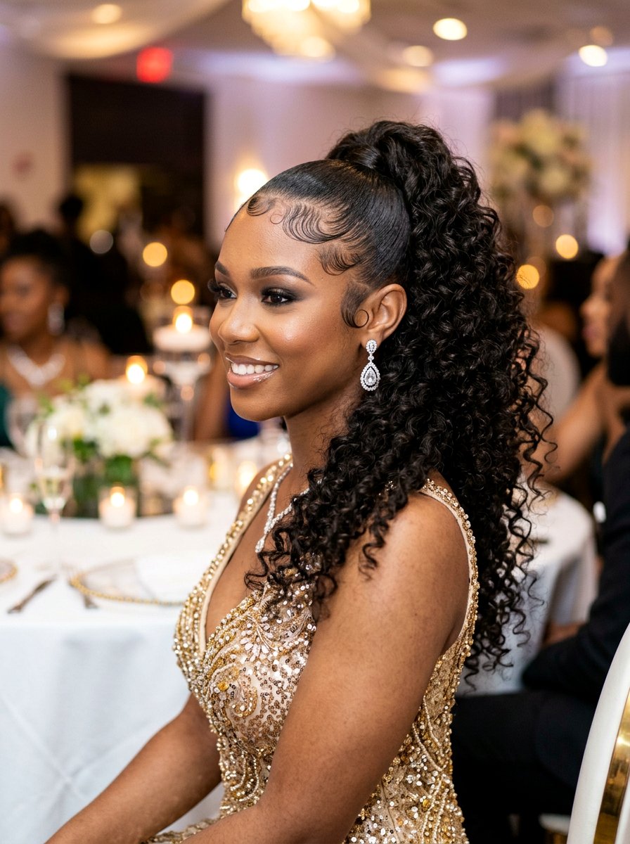 Sleek Curly Ponytail With Sleeked Baby Hairs - 20 sleek prom ponytail with curls - 20 sleek prom ponytail with curls