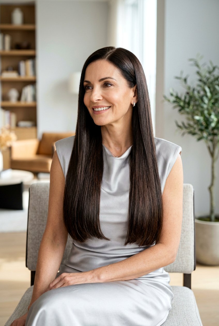 Sleek Espresso Brunette Straight Hair For Mature Women - 20 dark espresso brunette for mature women - 20 dark espresso brunette for mature women