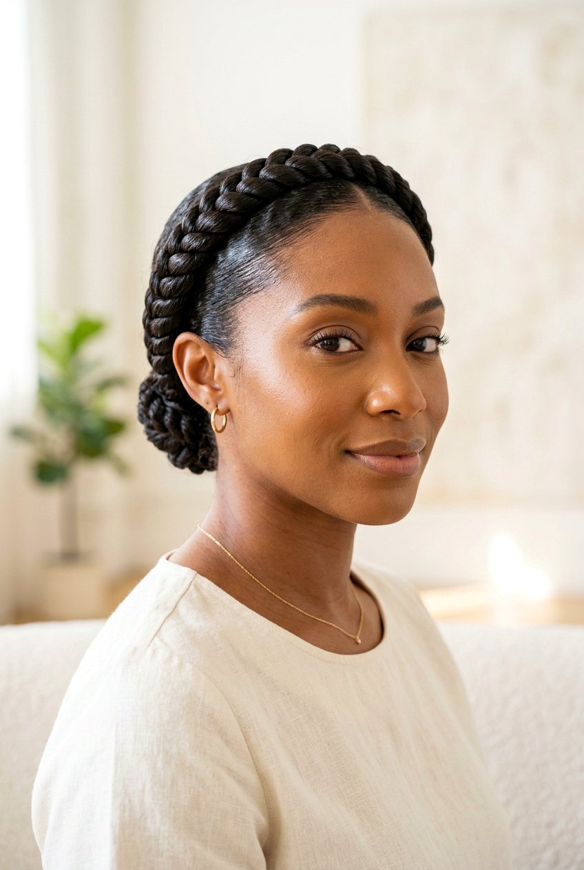 Sleek Flat Twist Halo Look - 20 flat twist halo hairstyle - 20 flat twist halo hairstyle