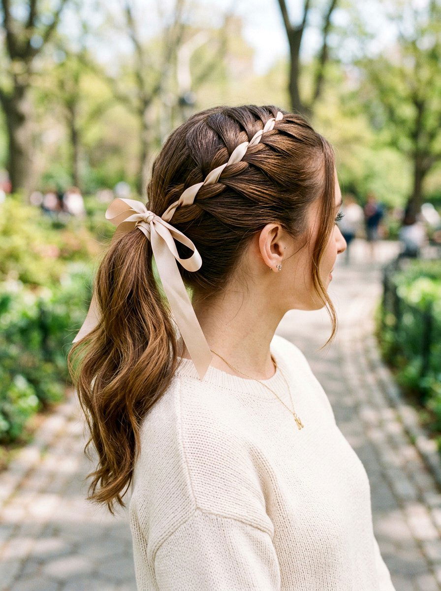 Sleek French Braid Ponytail With Ribbon - 20 sleek french braid ponytail - 20 sleek french braid ponytail