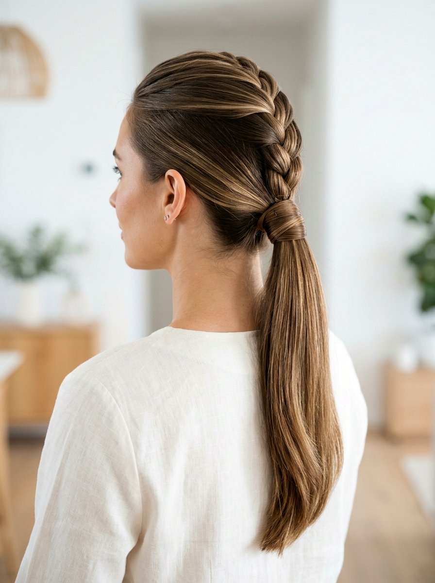 Sleek French Braid Ponytail With Wrapped Base - 20 sleek french braid ponytail - 20 sleek french braid ponytail