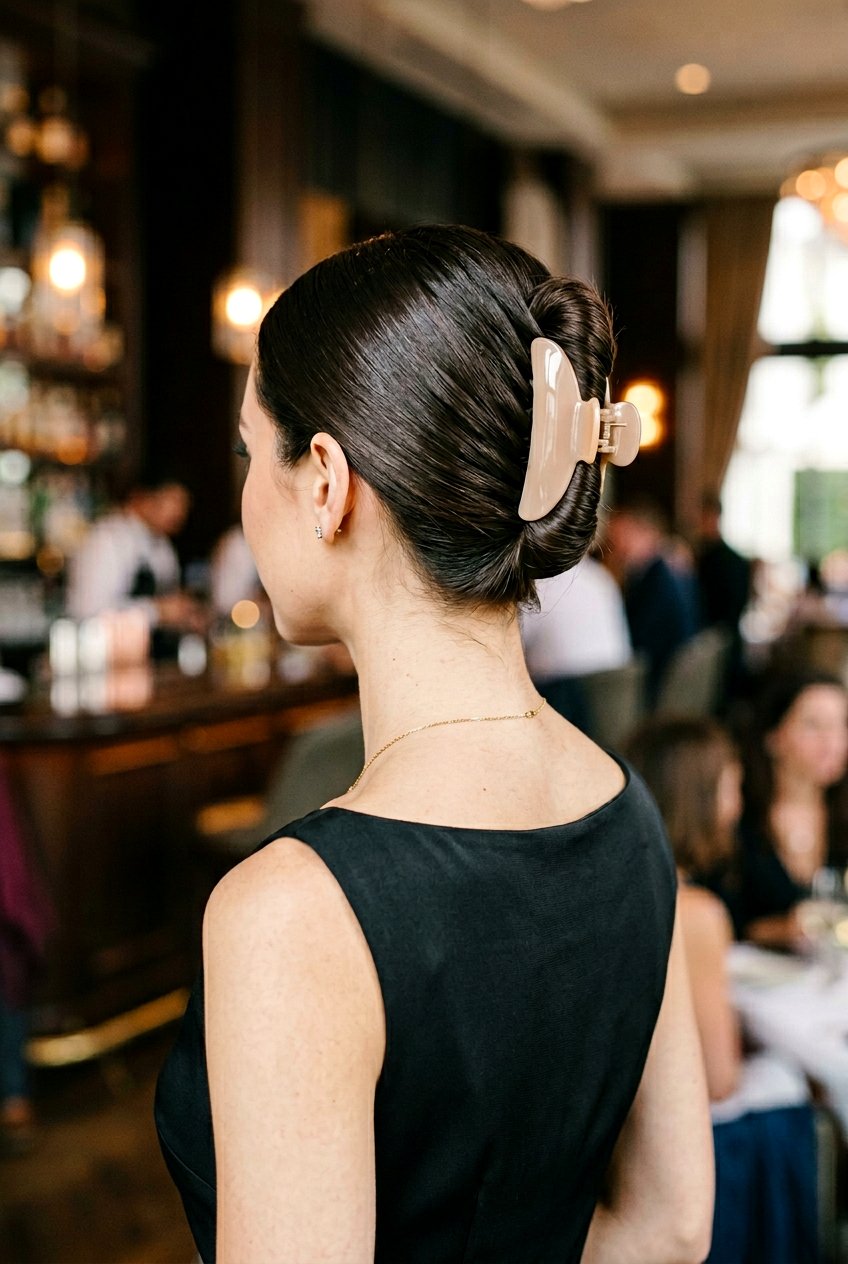 Sleek French Twist Claw Clip Updo - 20 french twist claw clip hairstyle - 20 french twist claw clip hairstyle