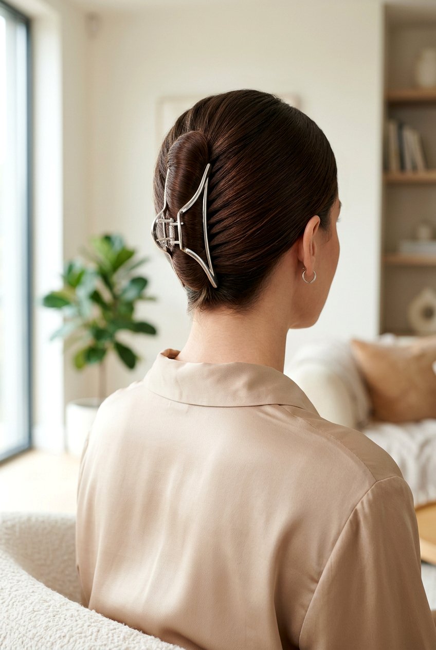 Sleek French Twist - 20 y2k bun with claw clip - 20 y2k bun with claw clip