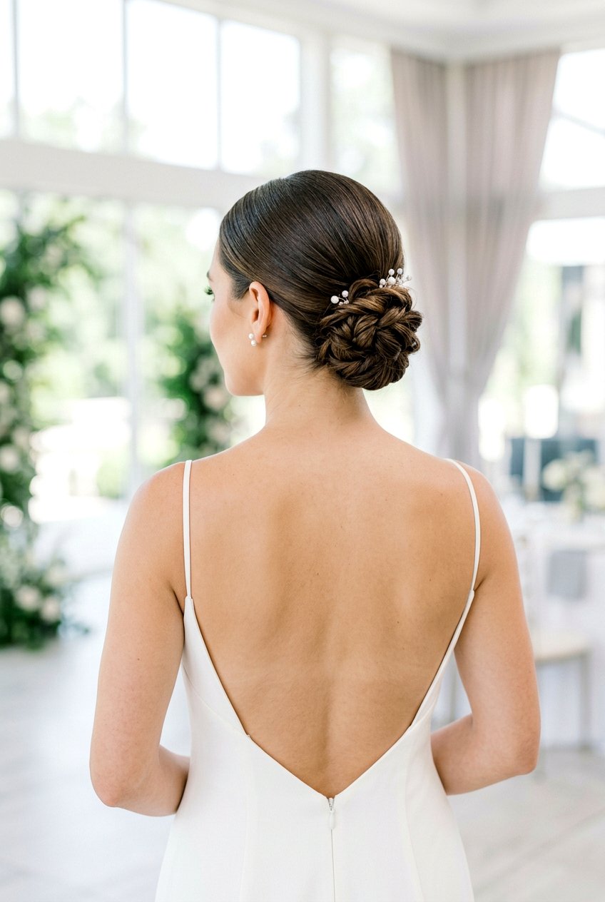 Sleek Front Low Textured Bun - 20 low textured bun for bride - 20 low textured bun for bride